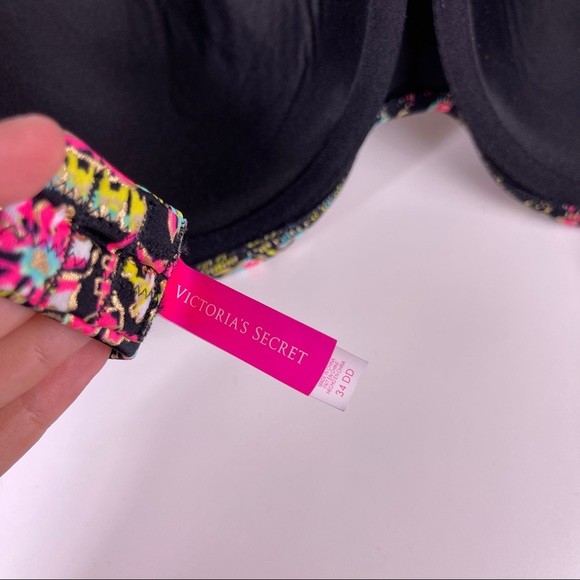 Victoria's Secret Paisley Colorful Neon Print Push Up Halter Bikini Women's 34DD - Picture 5 of 7